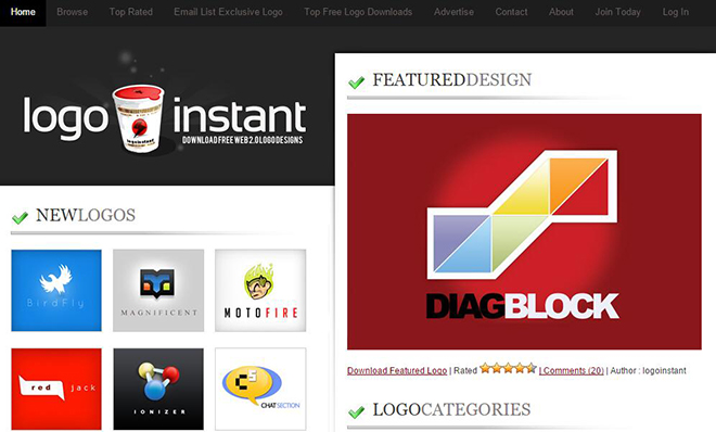 Logoinstant 不怕没灵感!9个专业的LOGO设计素材站(附在线制作工具)